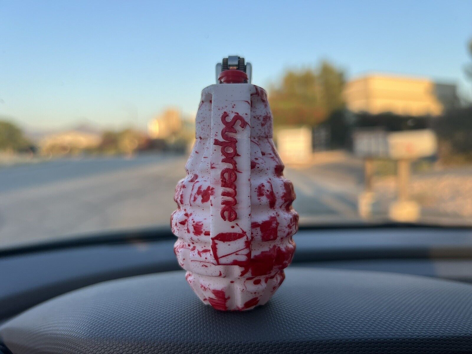 Muther Trucking Supreme Lighter Bic Case White With Red Splatter 3D Print