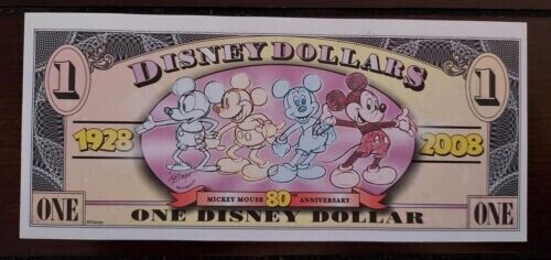 2008 Walt Disney Dollar $1 Mickey Mouse  Series D   NEW AND UNCIRCULATED