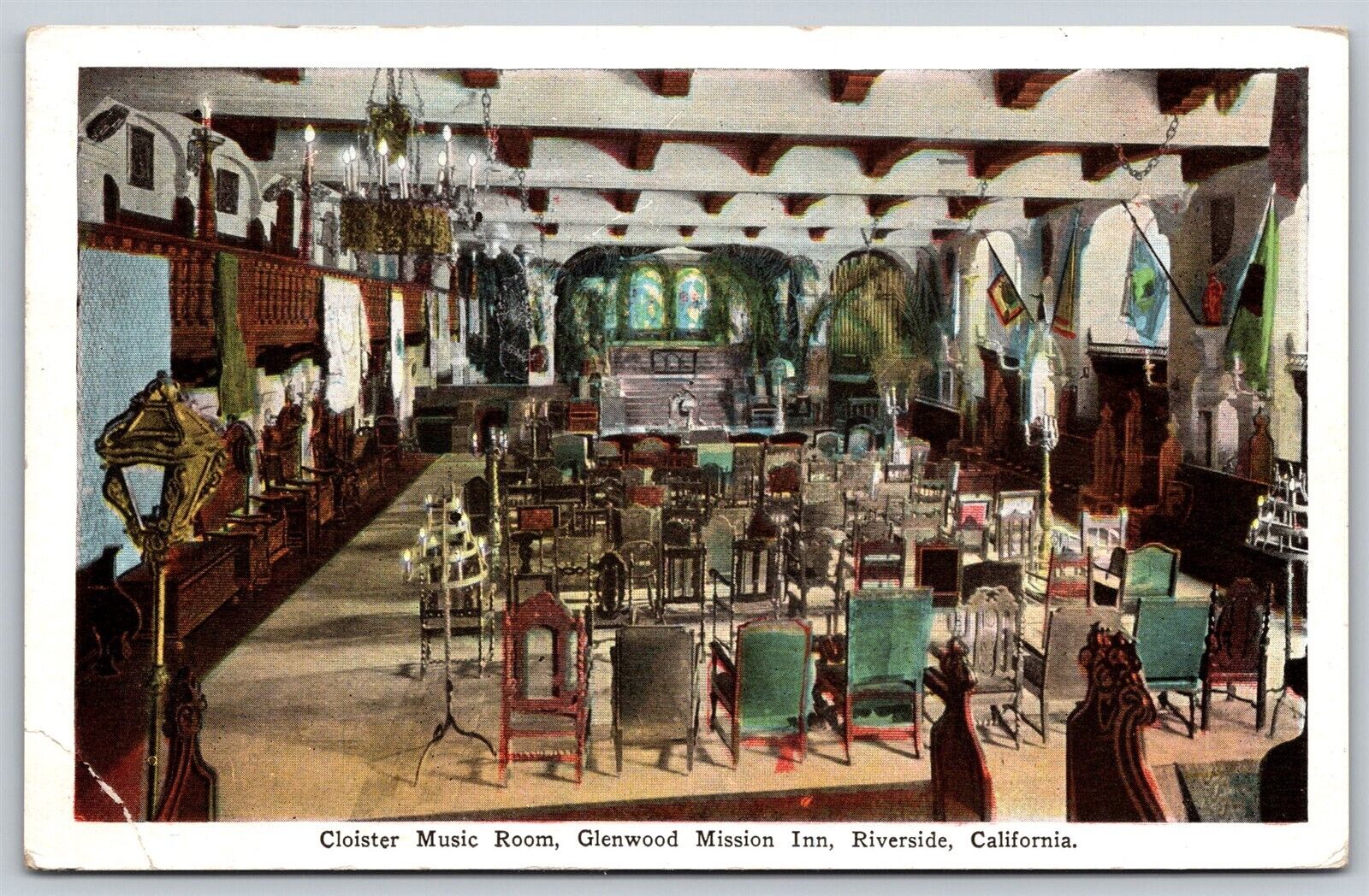 Postcard Cloister Music Room, Glenwood Mission Inn, Riverside CA B185