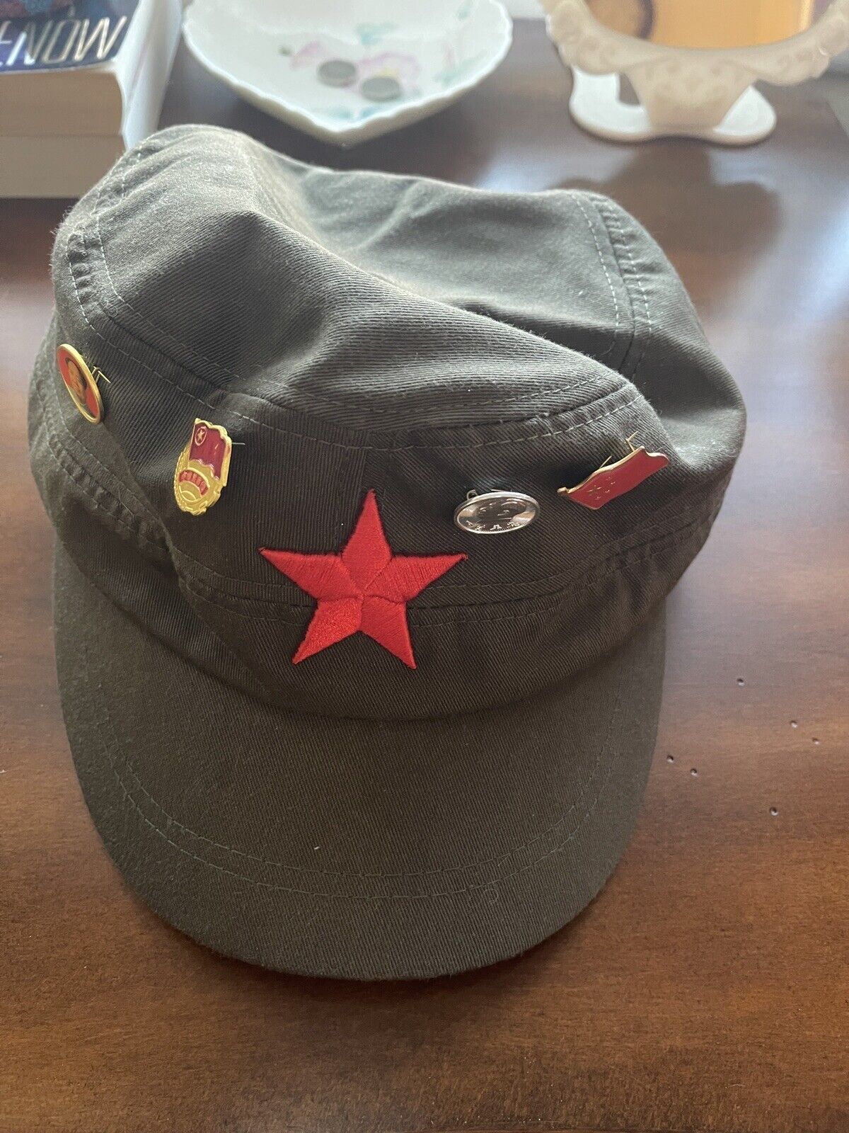 VINTAGE CHINESE PLA ARMY  MILITARY  CAP With Pins