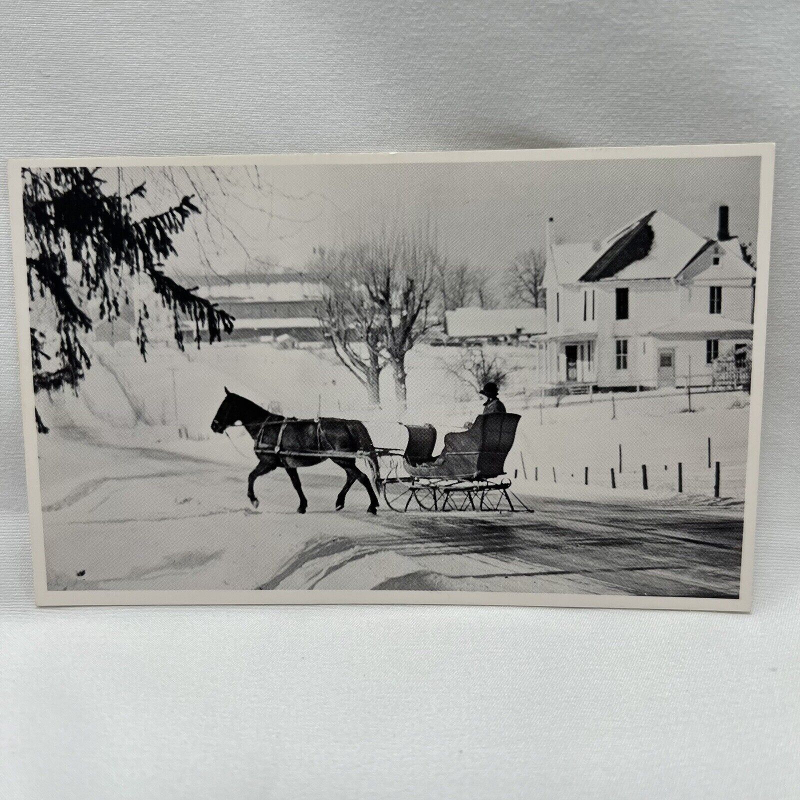 Postcard Winter in Amishland Amish Sleigh Kalona Iowa John M Zielinski