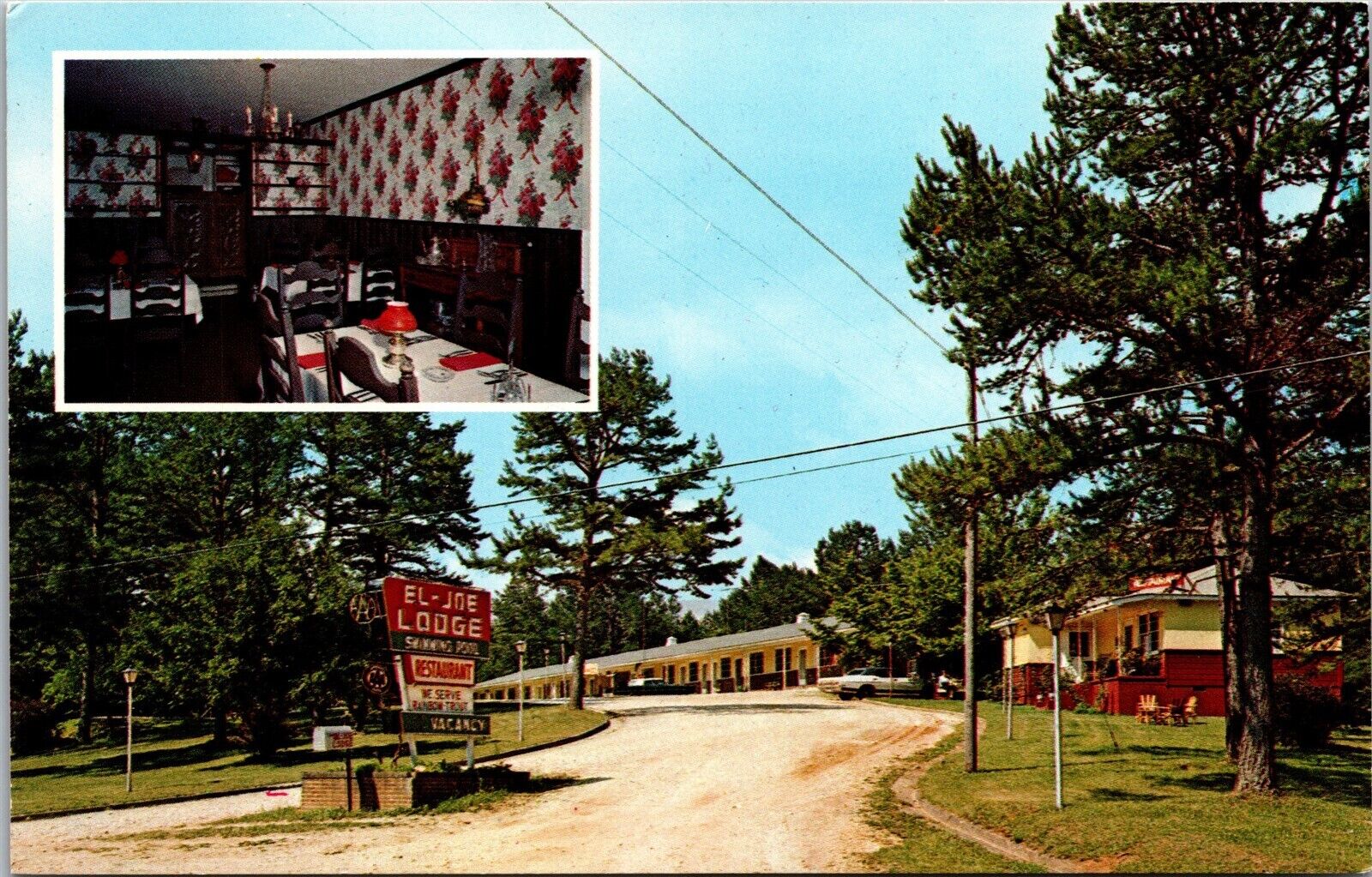 Vtg Blairsville Georgia GA El-Joe Motel Lodge Restaurant Chrome View Postcard