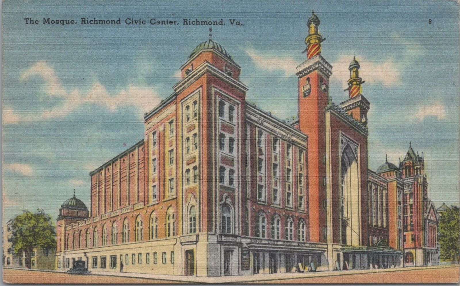 Postcard The Mosque Richmond Civic Center Richmond VA 