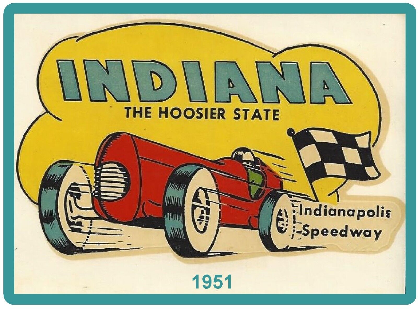  1951 INDY 500 INDIANA  INDIANAPOLIS SPEEDWAY  Refrigerator / Tool Box Magnet  