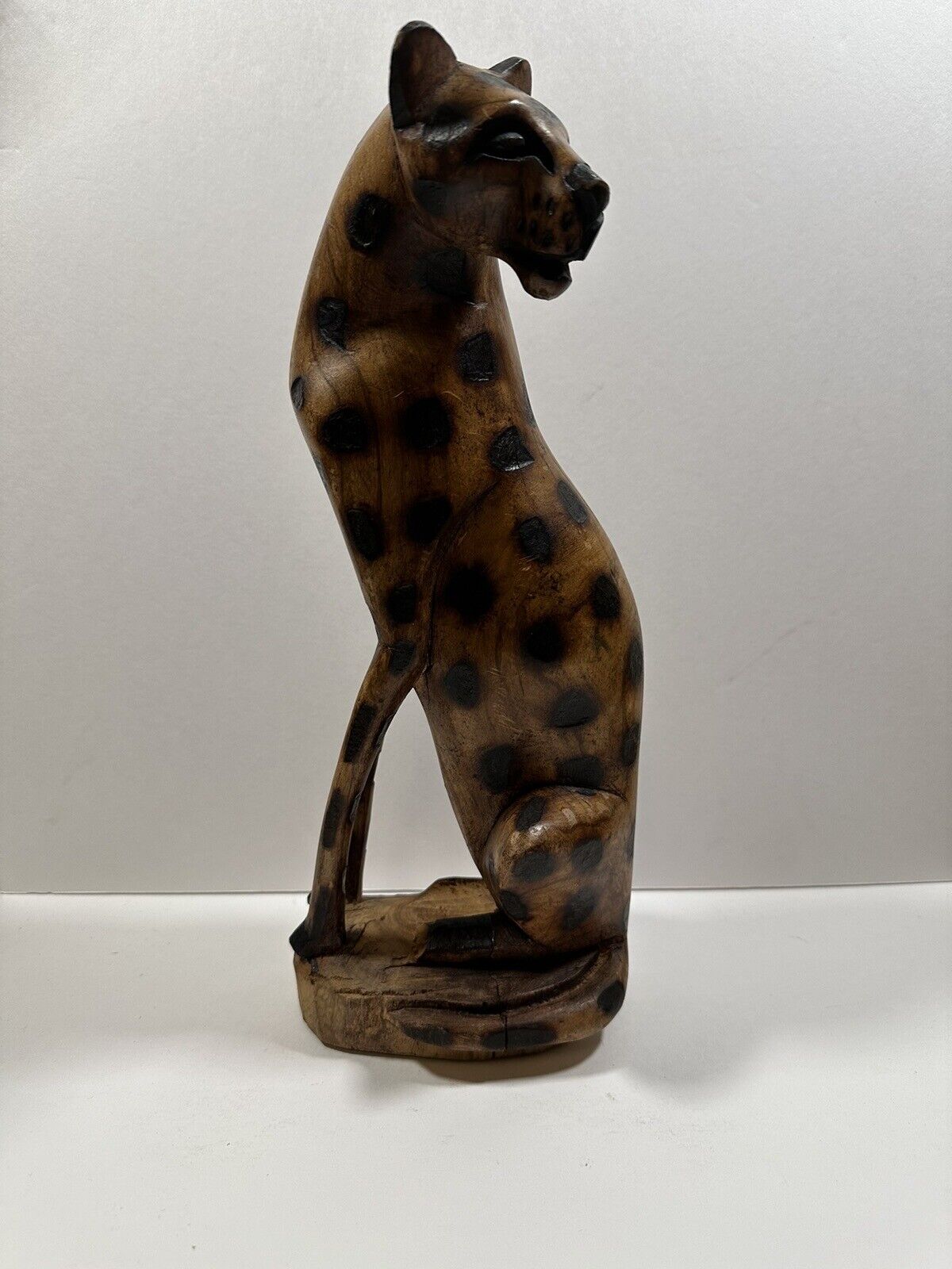 Vintage Hand Carved Wooden Cheetah