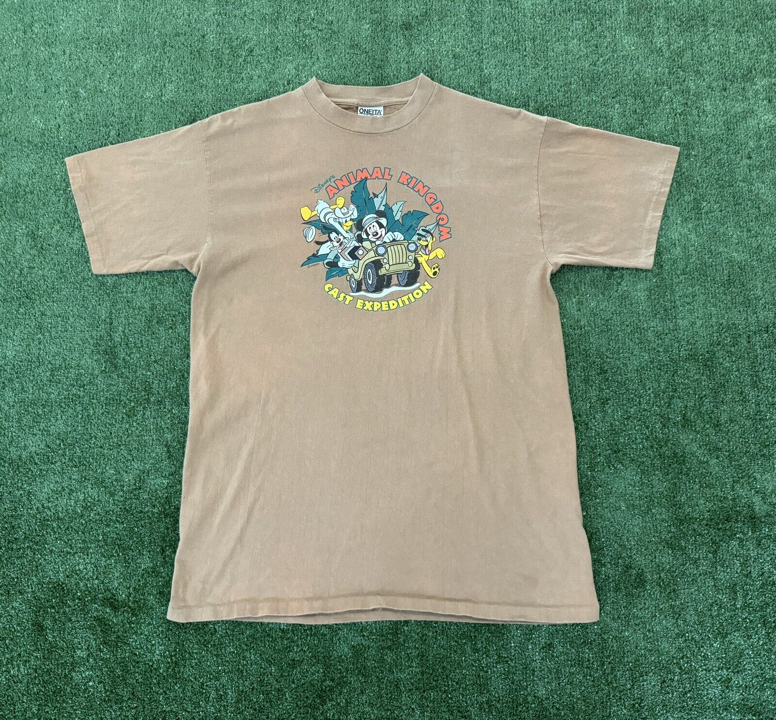 Vintage Disney Animal Kingdom Cast Expedition Shirt Size L Faded Single Stotched