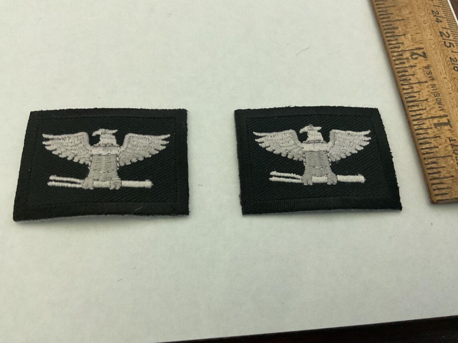 Pair Police,Law Enforcement, Colonel Eagle Collar Patches Black & Grey