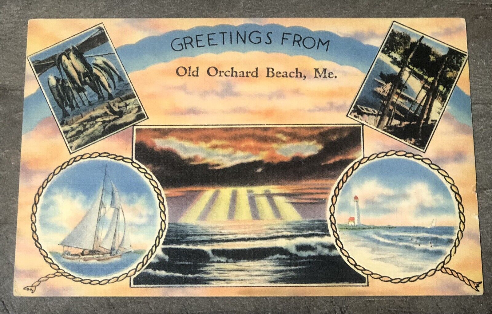 Old Orchard Maine Postcard ME bathing swimming men women Postcard