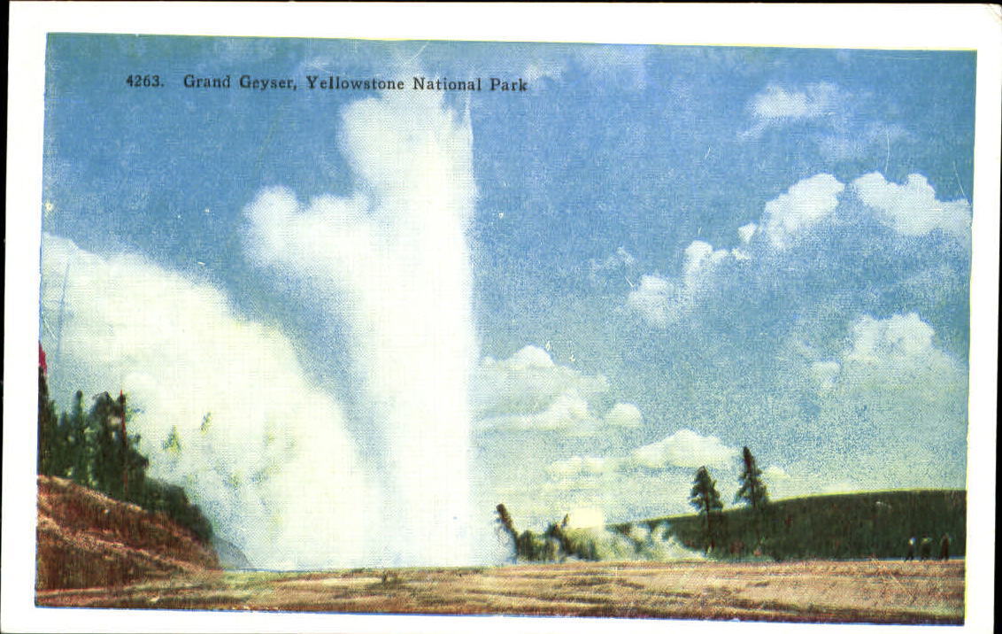 Grand Geyser ~ Yellowstone National Park ~ vintage 1920s postcard ~ unused