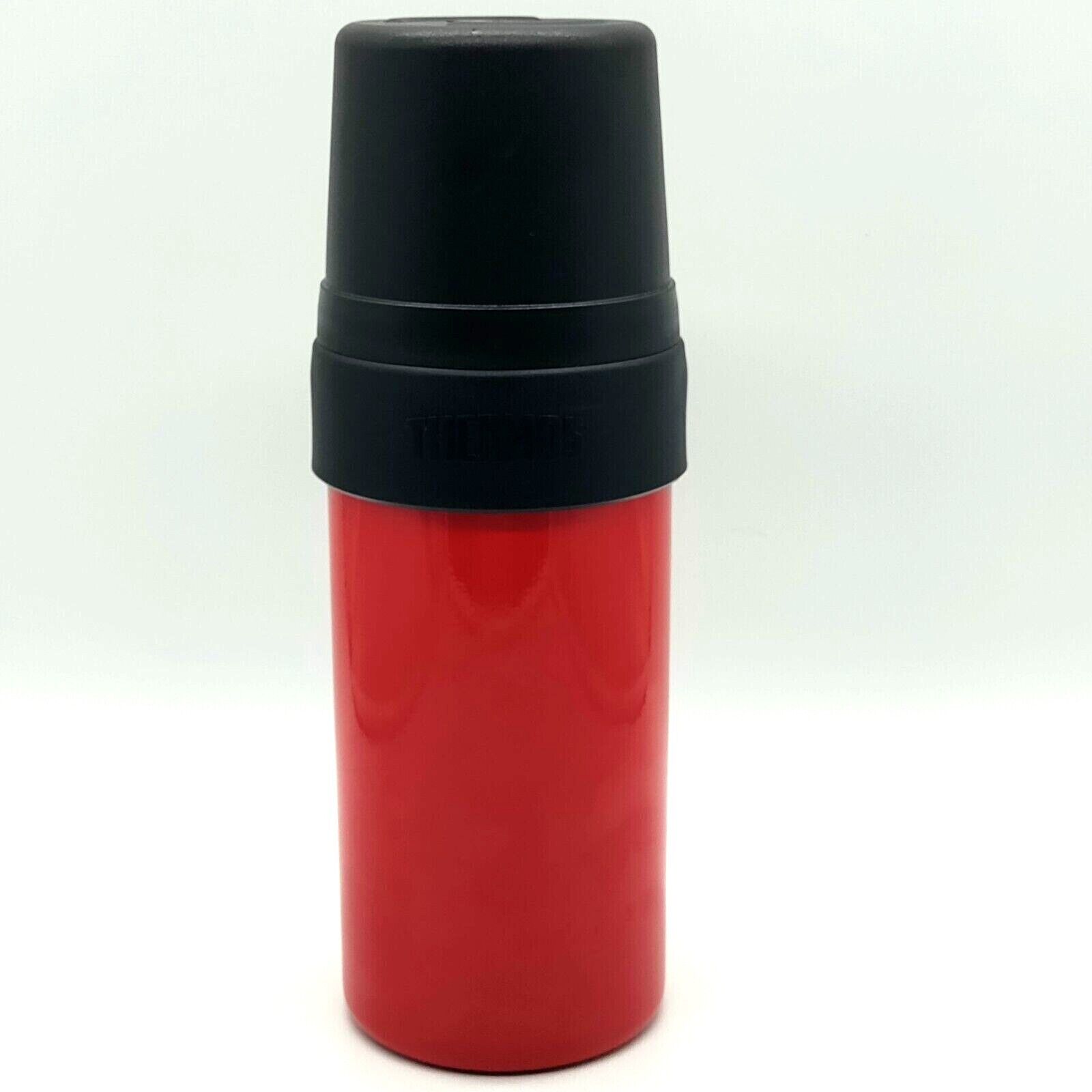 Vintage THERMOS Red Black 1Qt Hot Cold Steel Bottle Original Box Coffee Camping