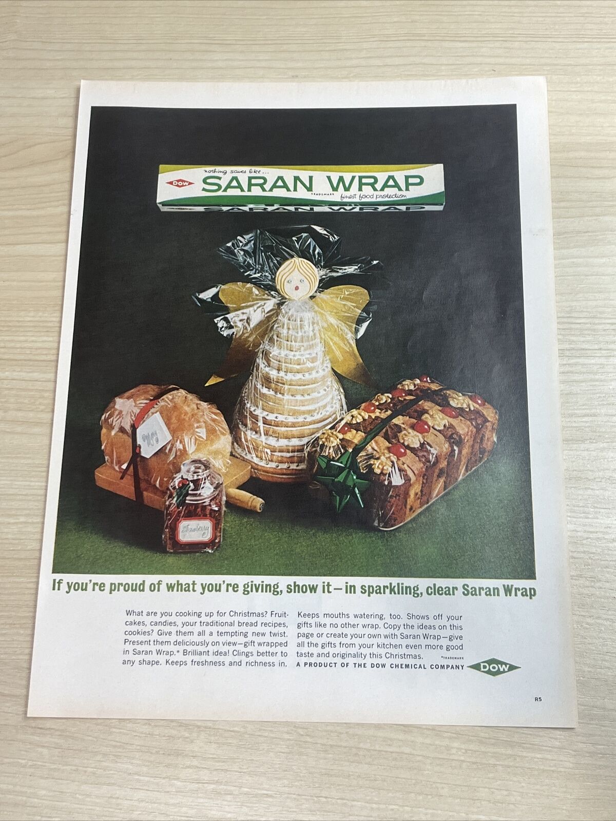 Saran Wrap Dow Christmas 1962 Vintage Print Ad