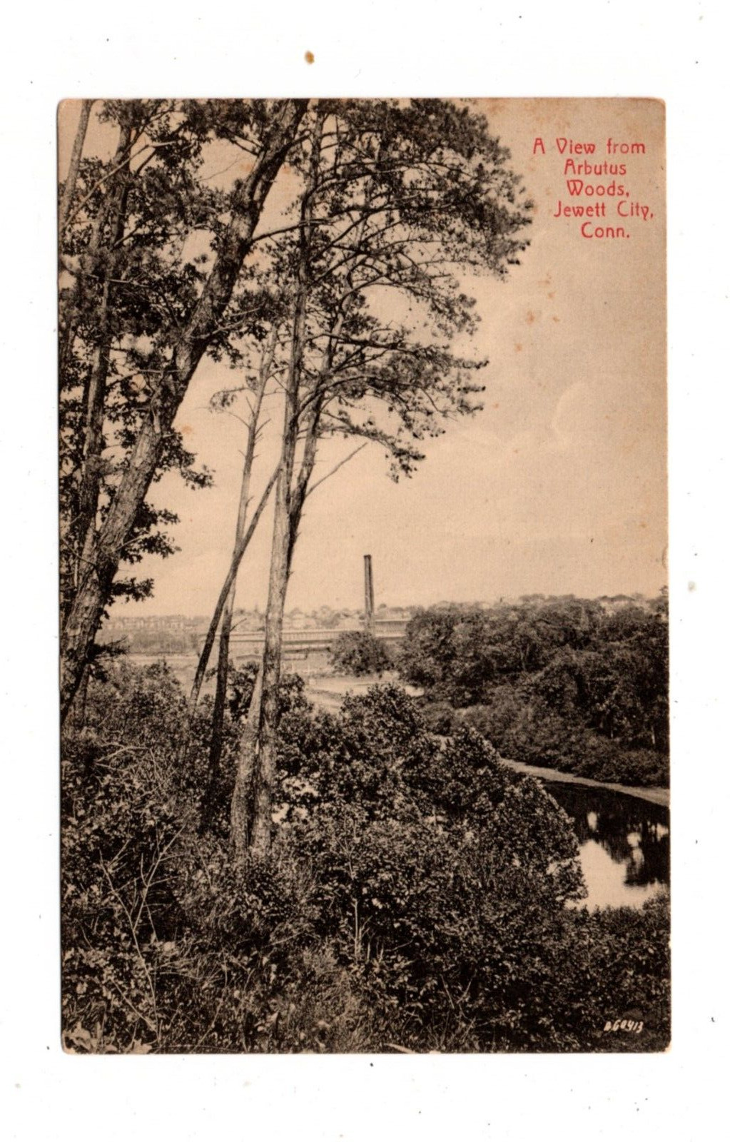 JEWETT CITY, GRISWOLD, CT ~ OVERVIEW FROM ARBUTUS WOODS, JOHNSON PUB ~ used 1911