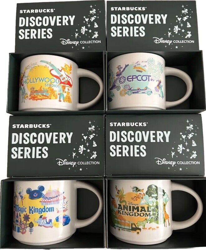 Disney Parks Starbucks Mugs Discovery Series  Epcot Magic HS Animal 14 oz SET