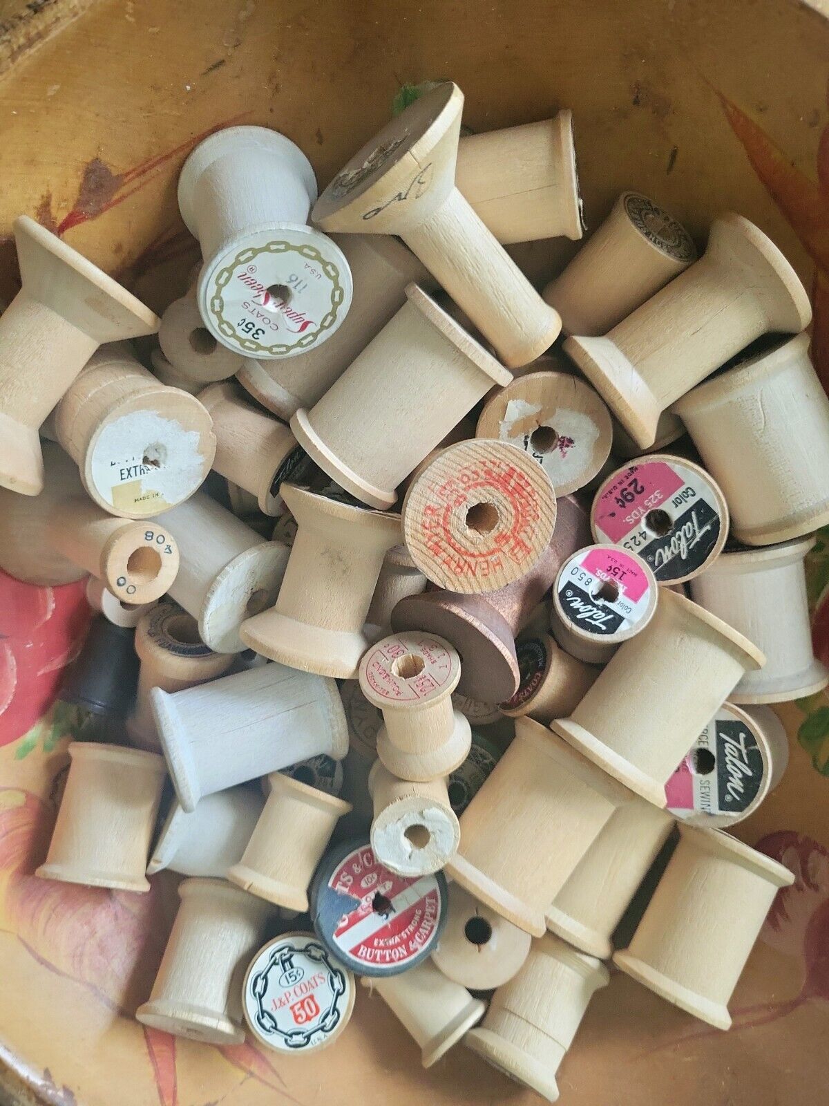 Vintage Wooden Bare Spool Lot 75 Pc / Assortment/ Crafting/ Sewing