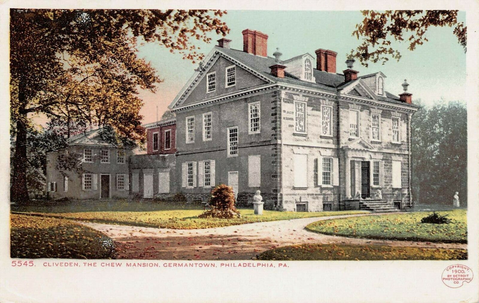 Clivden, Germantown, Philadelphia, PA., 1900 Postcard, Detroit Photographic Co.