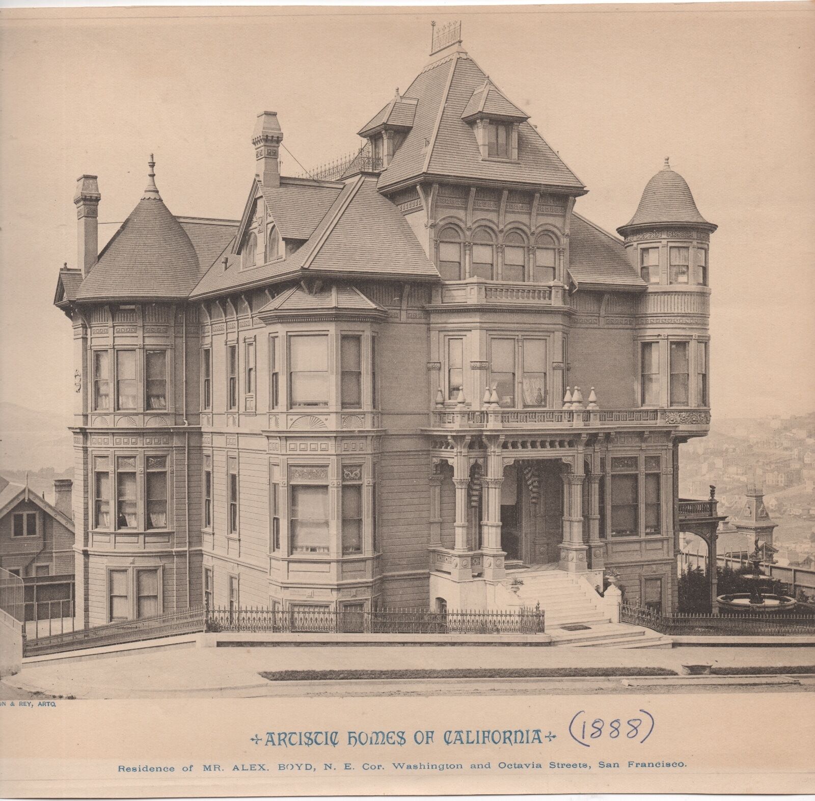 1888 Photogravure Residence of Mr Alex Boyd Washington & Octavia San Francisco