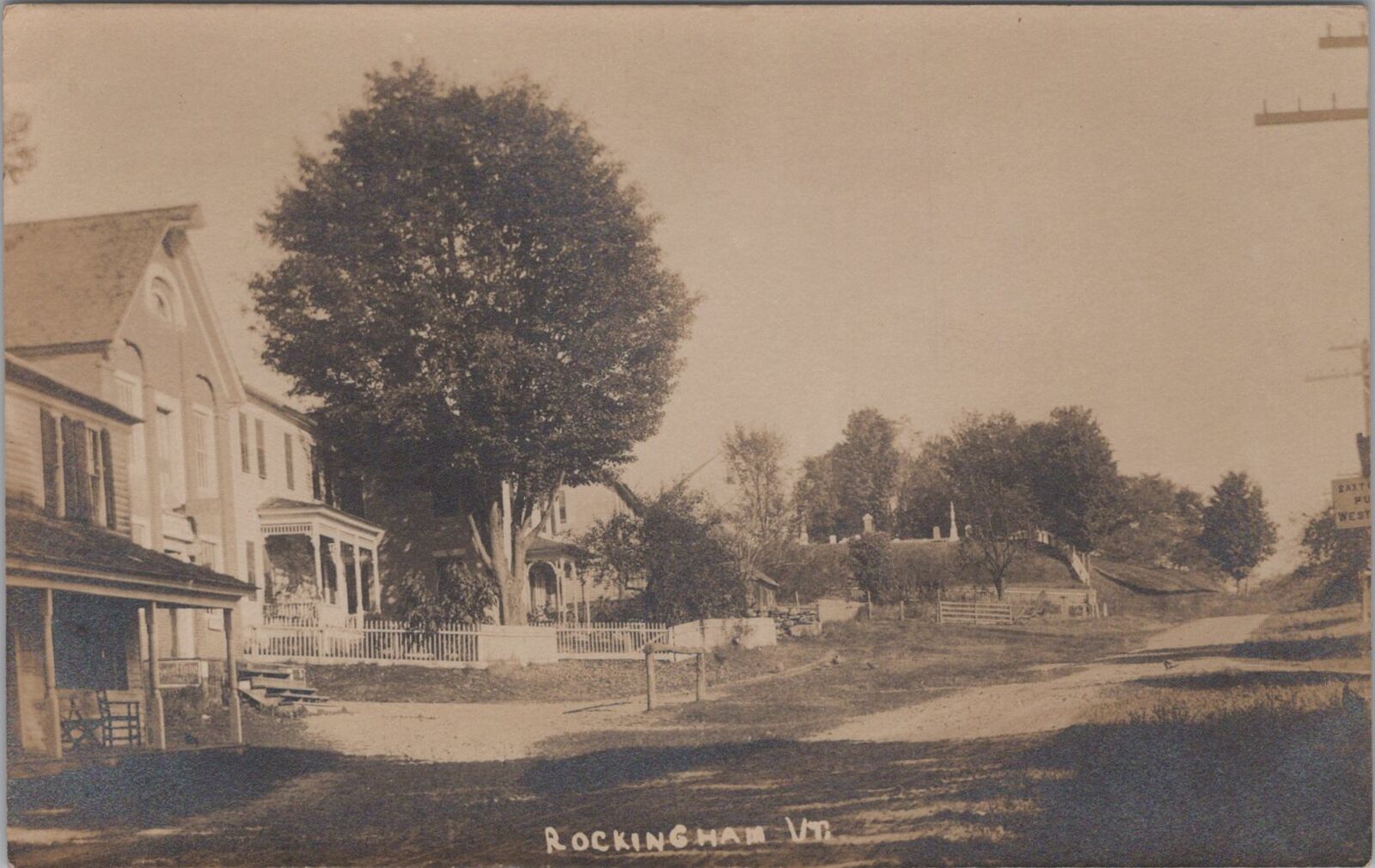 Rockingham Vermont Street Scene Dirt Road Cemetery? RPPC Photo Postcard