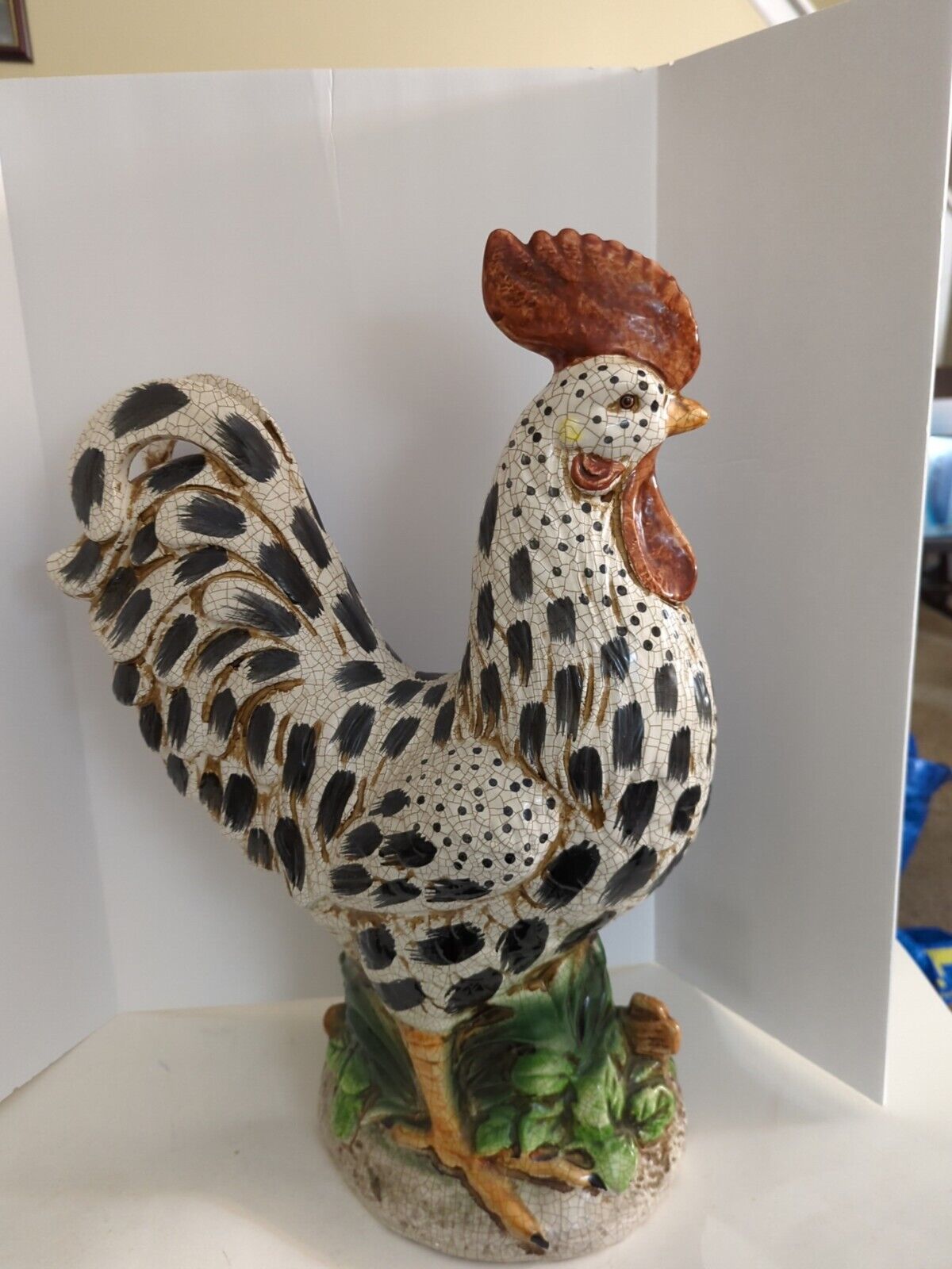 Vintage Large Ceramic Rooster - 23” Tall - Vibrant Ornate