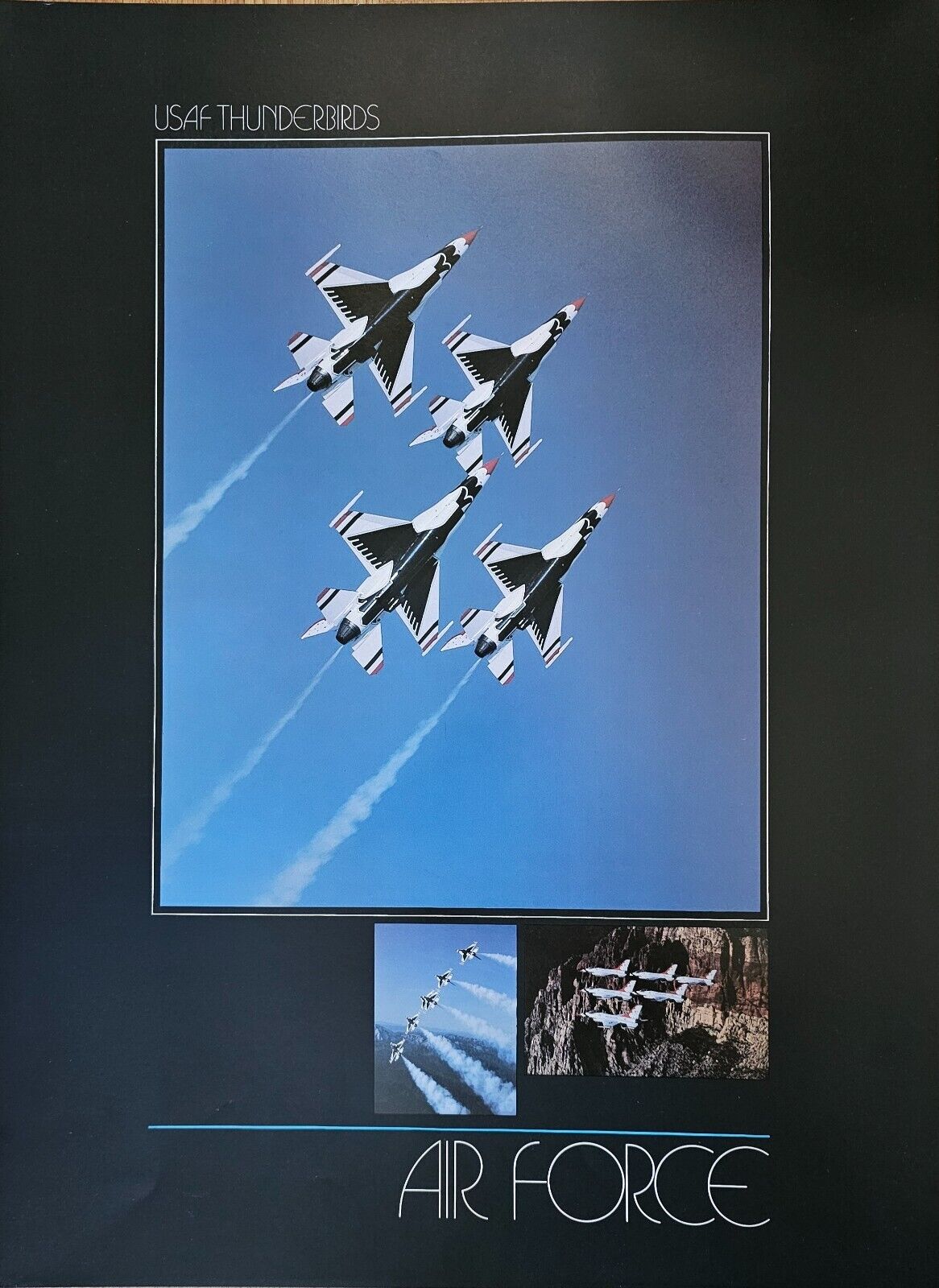 VINTAGE 1980\'S ERA OFFICIAL US AIR FORCE THUNDERBIRDS F-16 23 X 17 COLOR POSTER