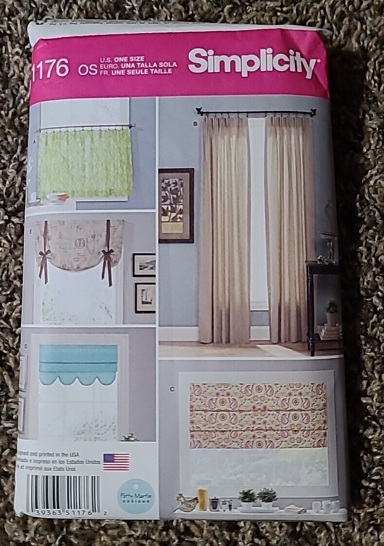 Simplicity Sewing Pattern 1176 - Window Treatments Roman Shade Cafe Curtains New