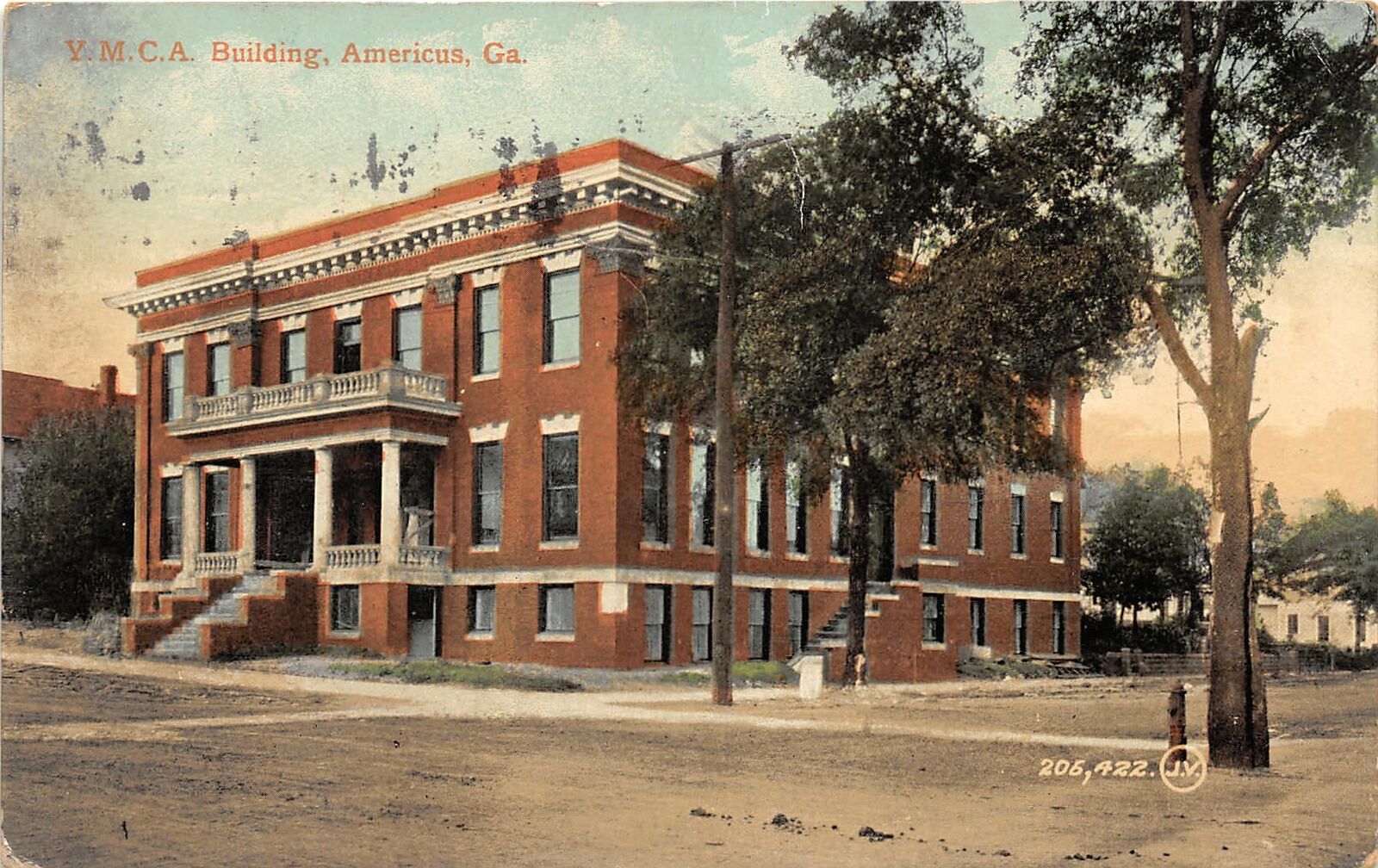 F47/ Americus Georgia Postcard 1910 Y.M.C.A. Building