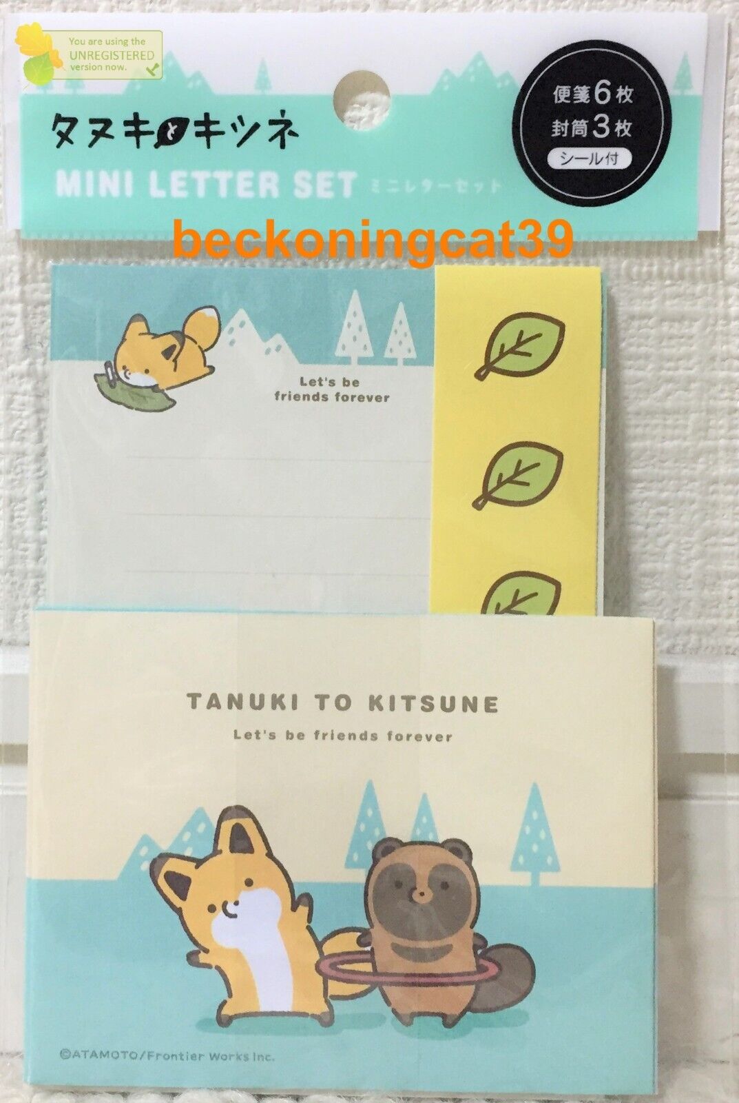 Tanuki To Kitsune Mini Letter 6 Envelope 3 SET Animal Fox Raccoon Synapse JAPAN