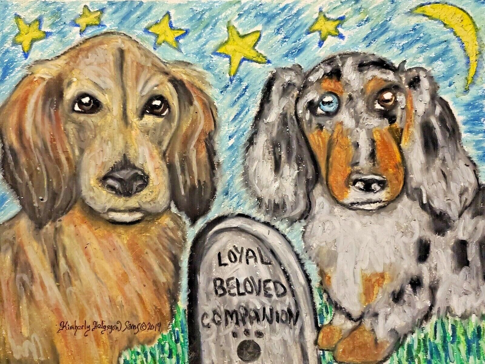 DACHSHUND 5x7 dog art print, wiener dog, cemetery, memorial, gothic, home decor