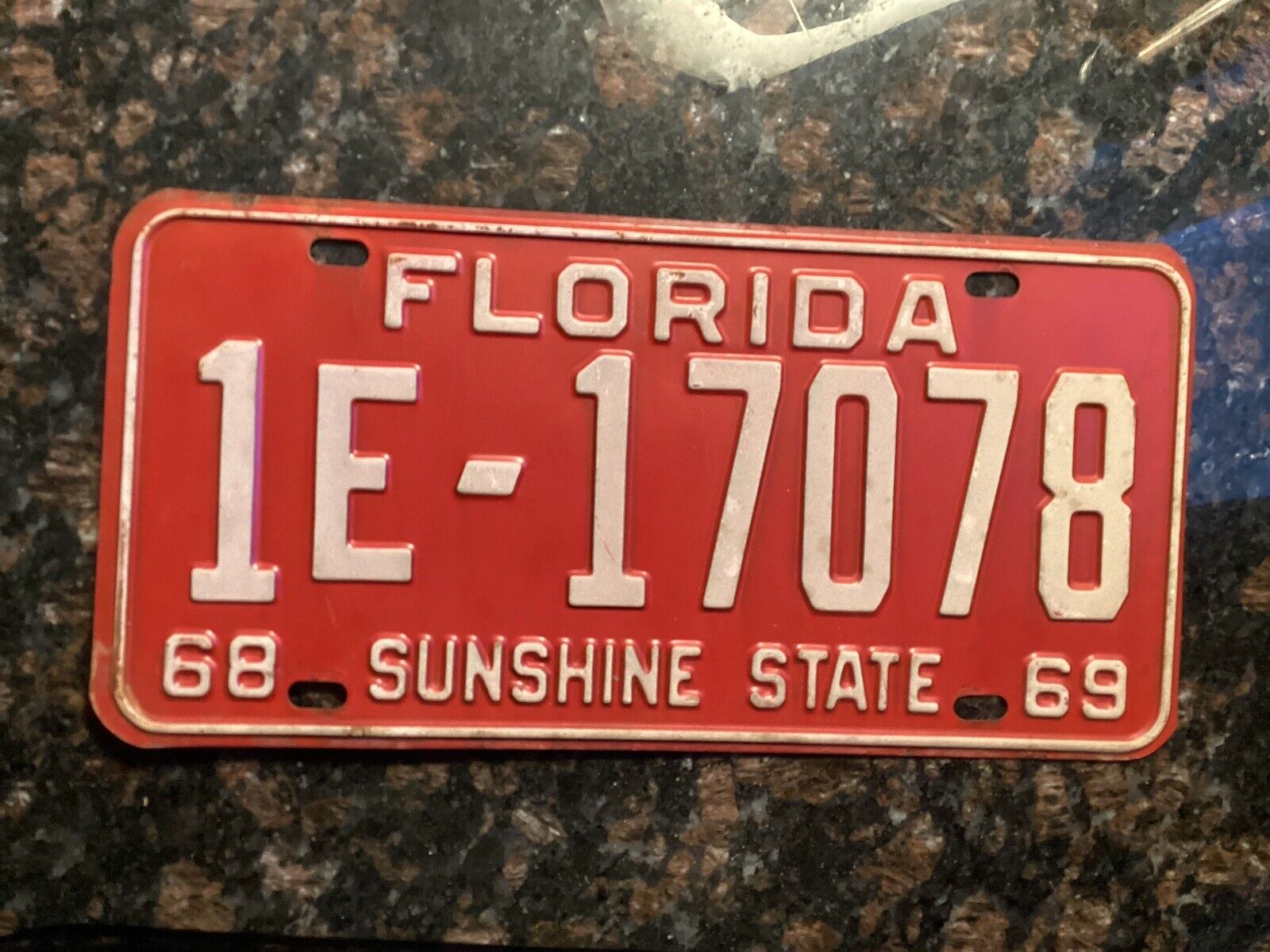 Florida License Plate 1968 1969 Miami 1-17078 Available For Registration