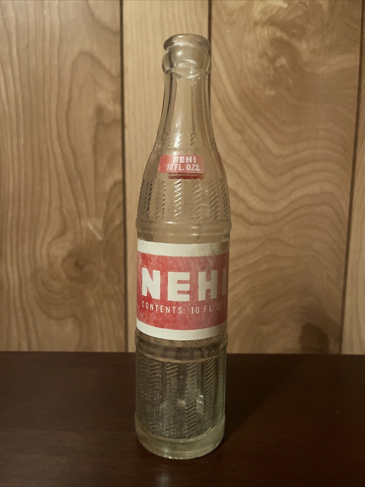 Vintage Nehi Soda 10 oz clear glass bottle - ACL painted lablel