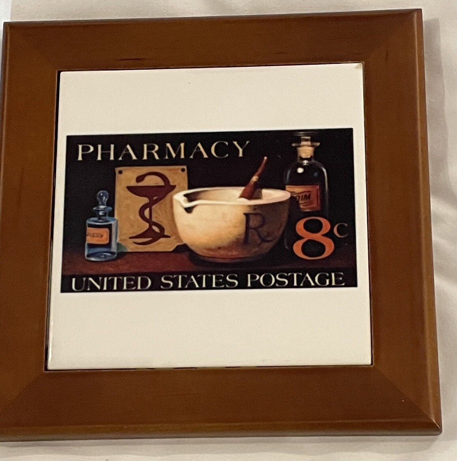 Pharmacy Decor 8 Cent Stamp  Pharmacist Wooden Wall ART Plaque US Postage