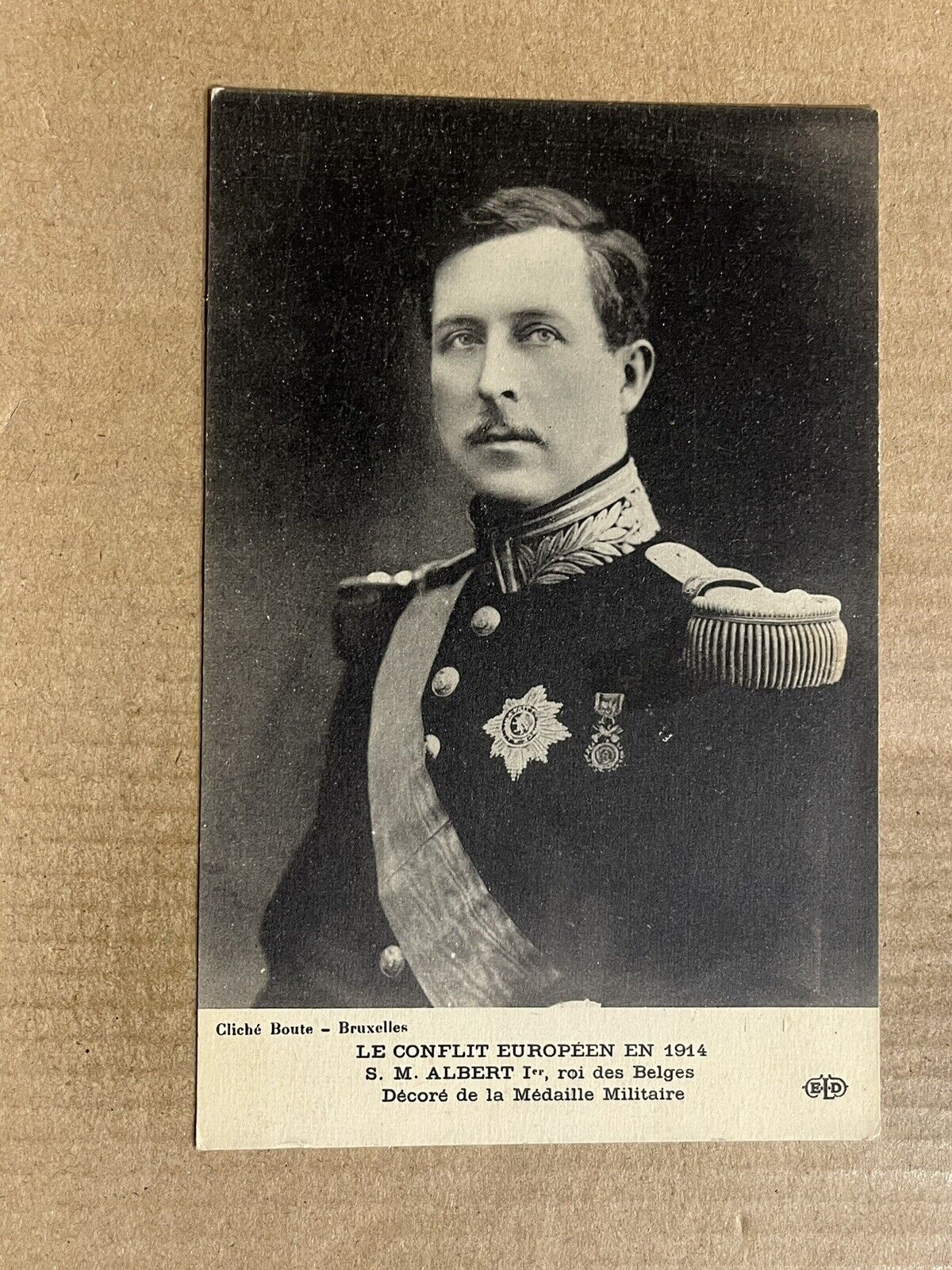 Postcard Belgium H. M. Albert I King Of Belgians Military Medal Vintage WWI