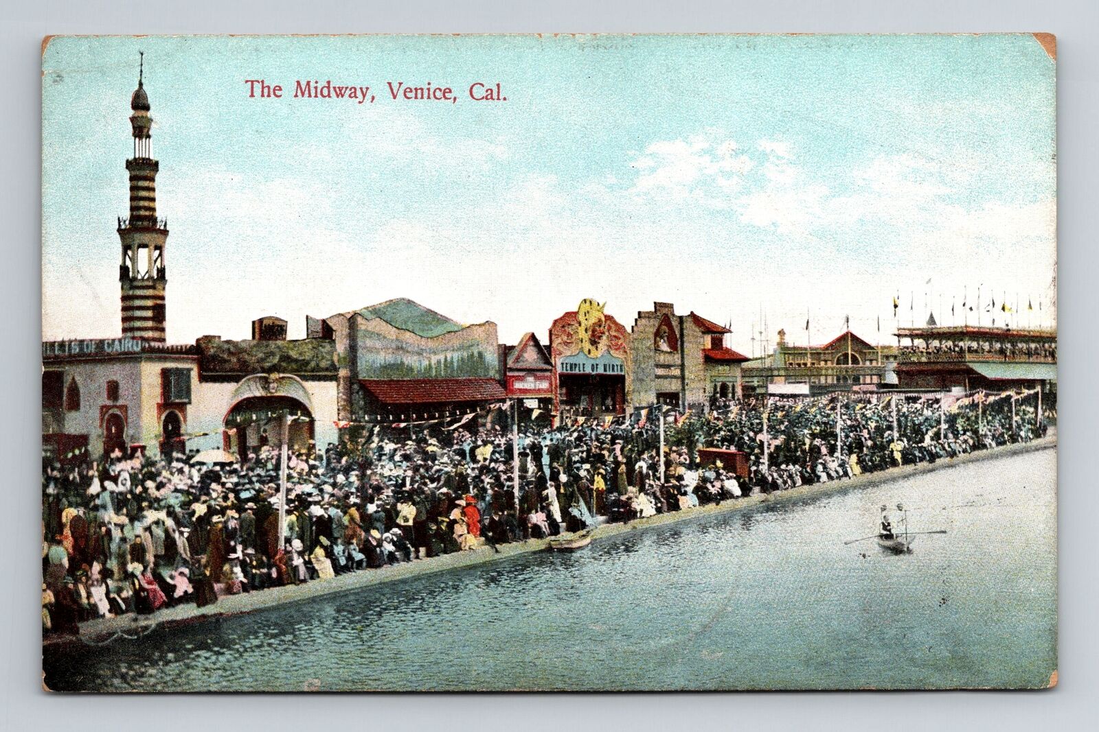 Venice CA-California, The Midway, Antique Vintage Souvenir Postcard