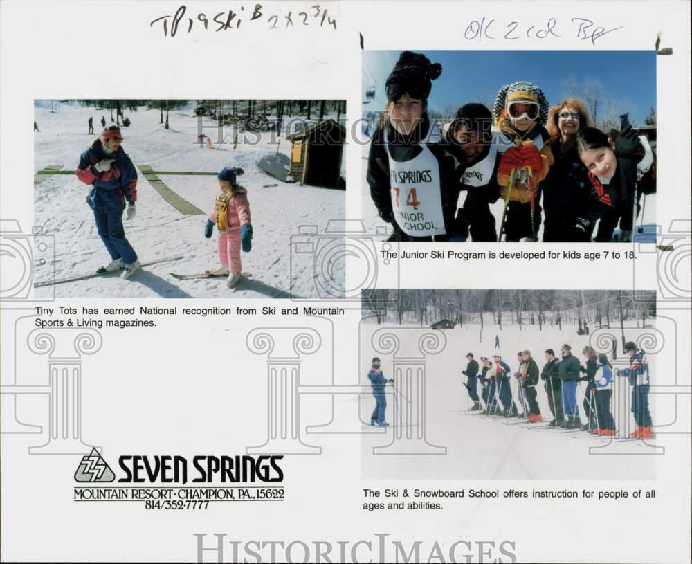 1999 Press Photo Skiing enthusiasts at Seven Springs Mountain Resort in Penns.