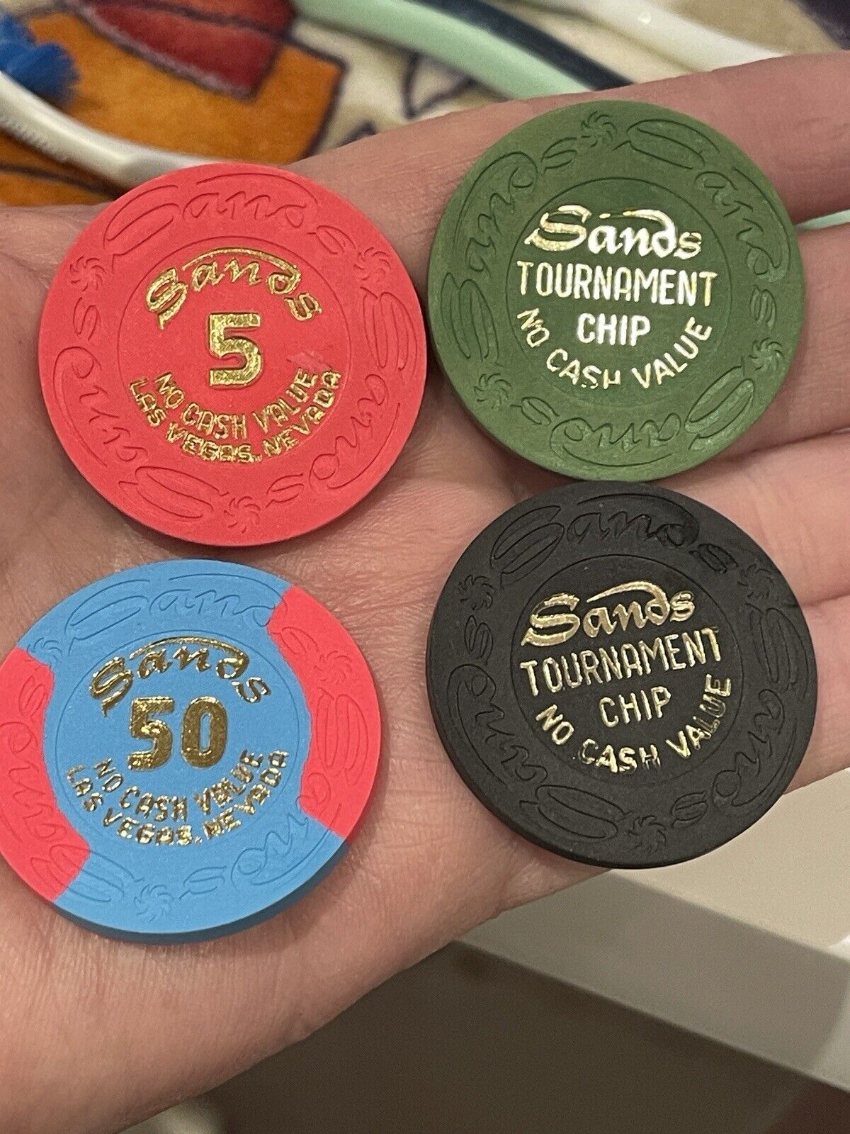 Rare Sands Las Vegas Tournament House Mold Chip Set $5-$100 w/ PIE $50