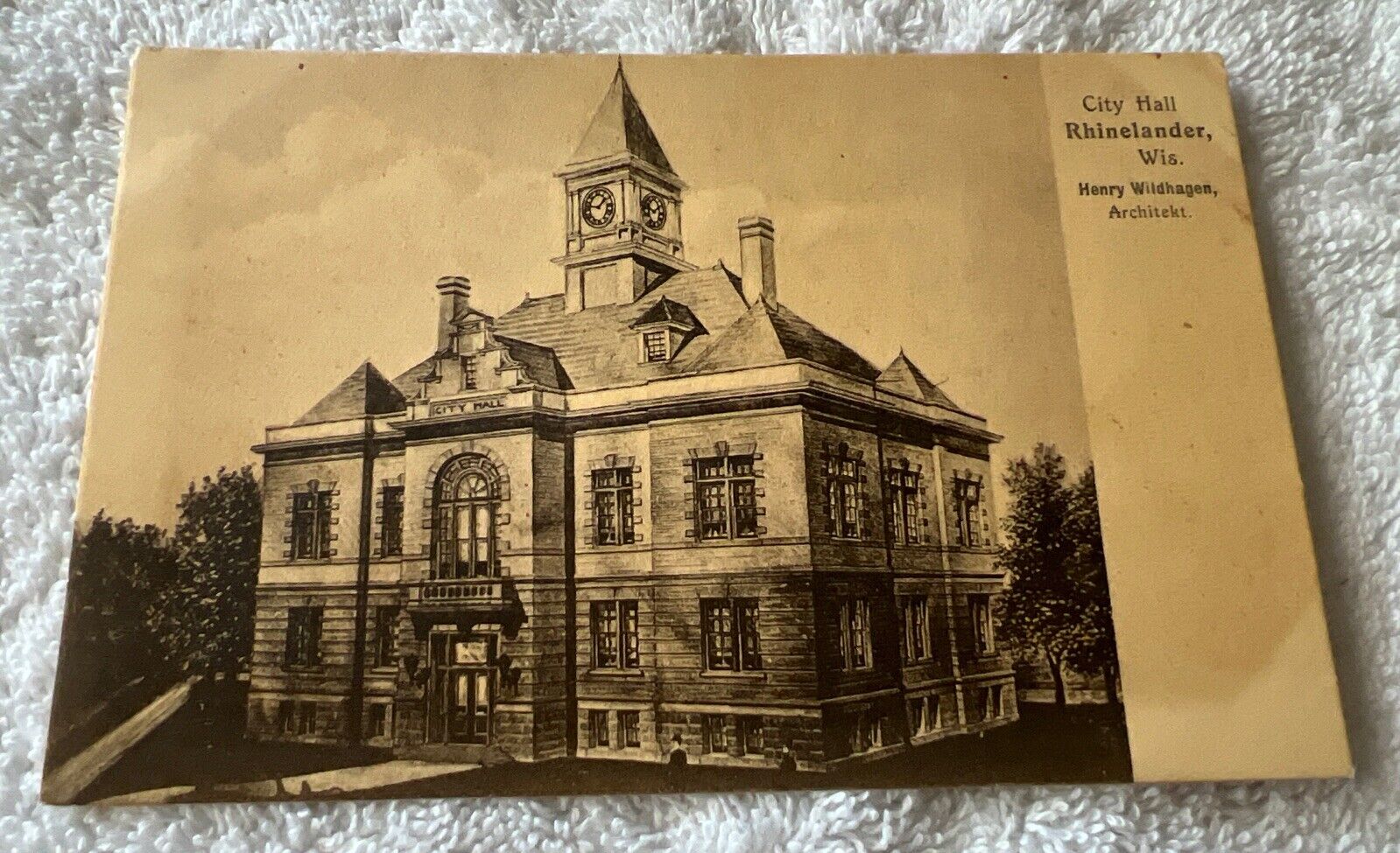 Old Postcard City Hall In Rhinelander, Wisconsin
