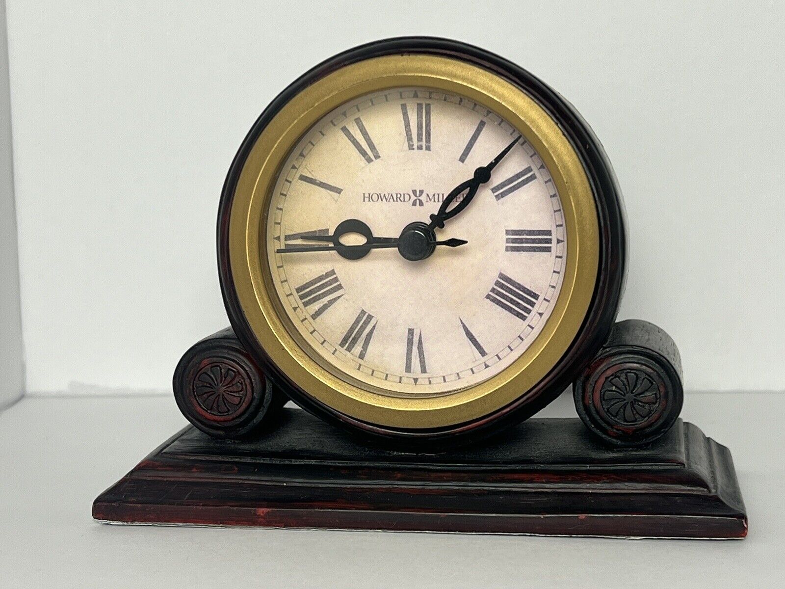 Vintage Antique Design Mahogany Finish Bellagio Desk Clock - Howard Miller