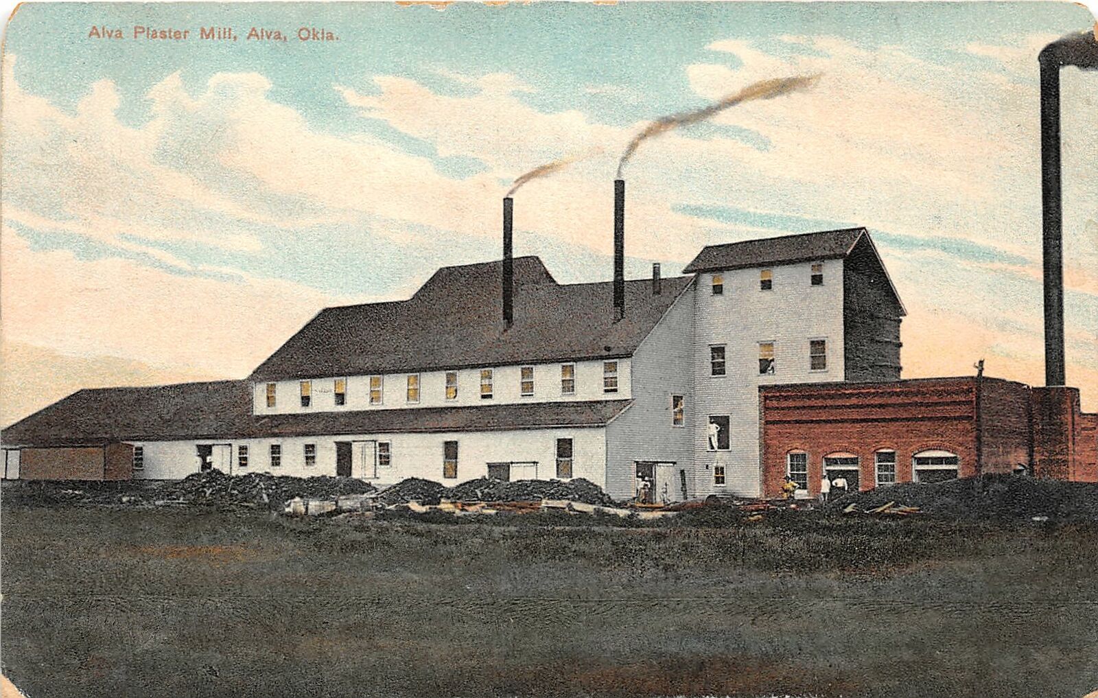 H59/ Alva Oklahoma Postcard 1909 Alva Plaster Mill Factory