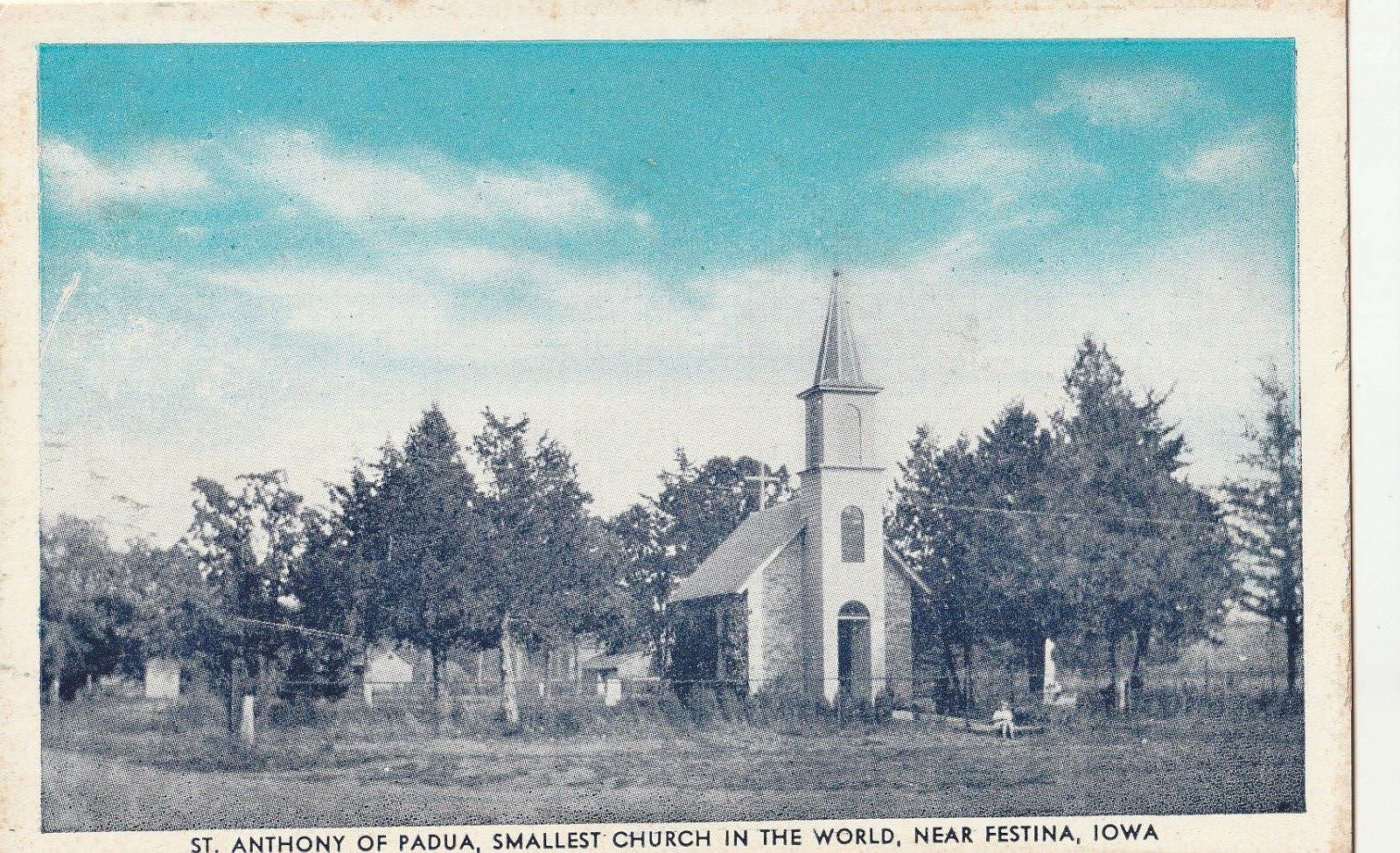 Vintage Postcard St. Anthony of Padua Festina, Iowa Smallest Church in the World