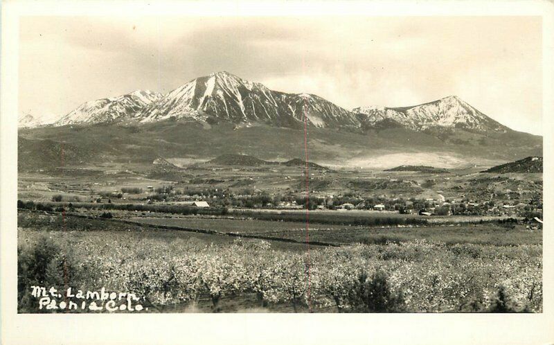 Colorado Paonia 1930s Mt Lamborn Birdseye RPPC Photo Postcard 22-2928