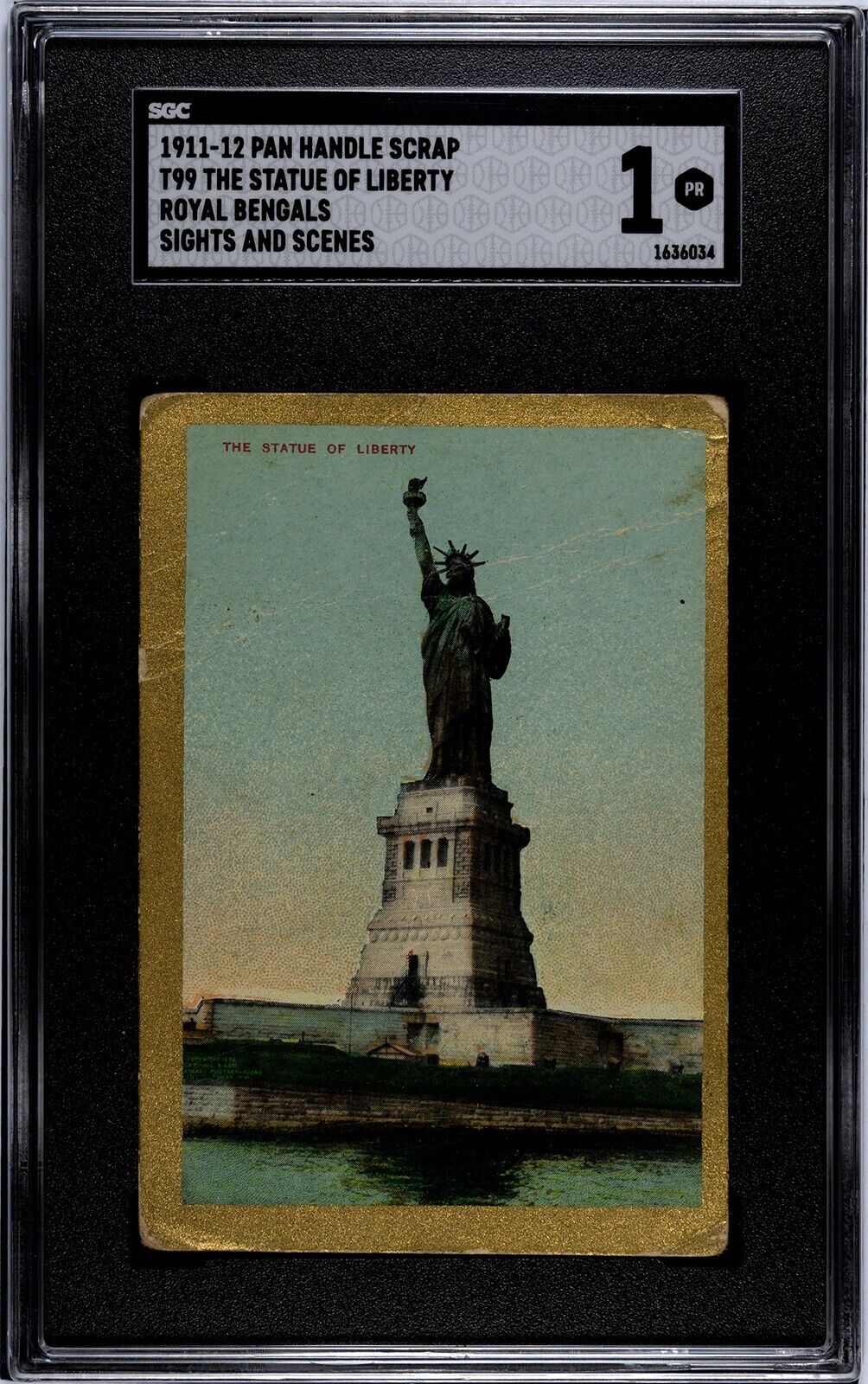 1911-12 Pan Handle Scrap T99 The Statue Of Liberty Royal Bengals SGC 1 psa