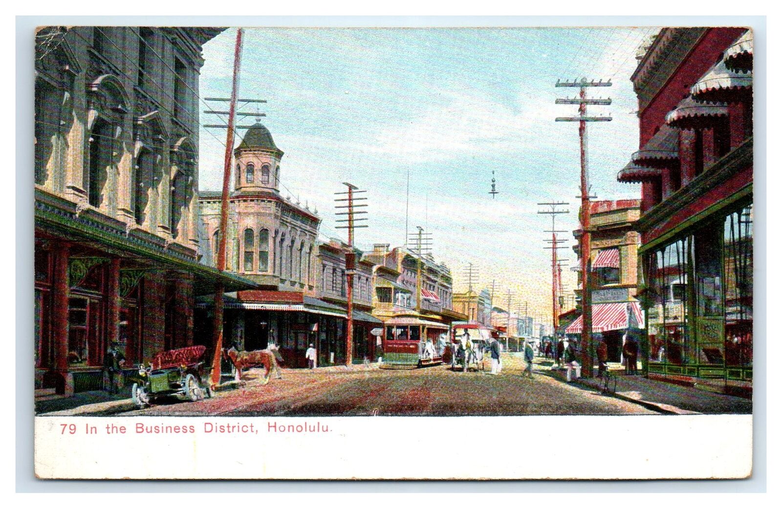 pre-1908 Honolulu, Hi Private Mailing Postcard - THE BUSINESS DISTRICT
