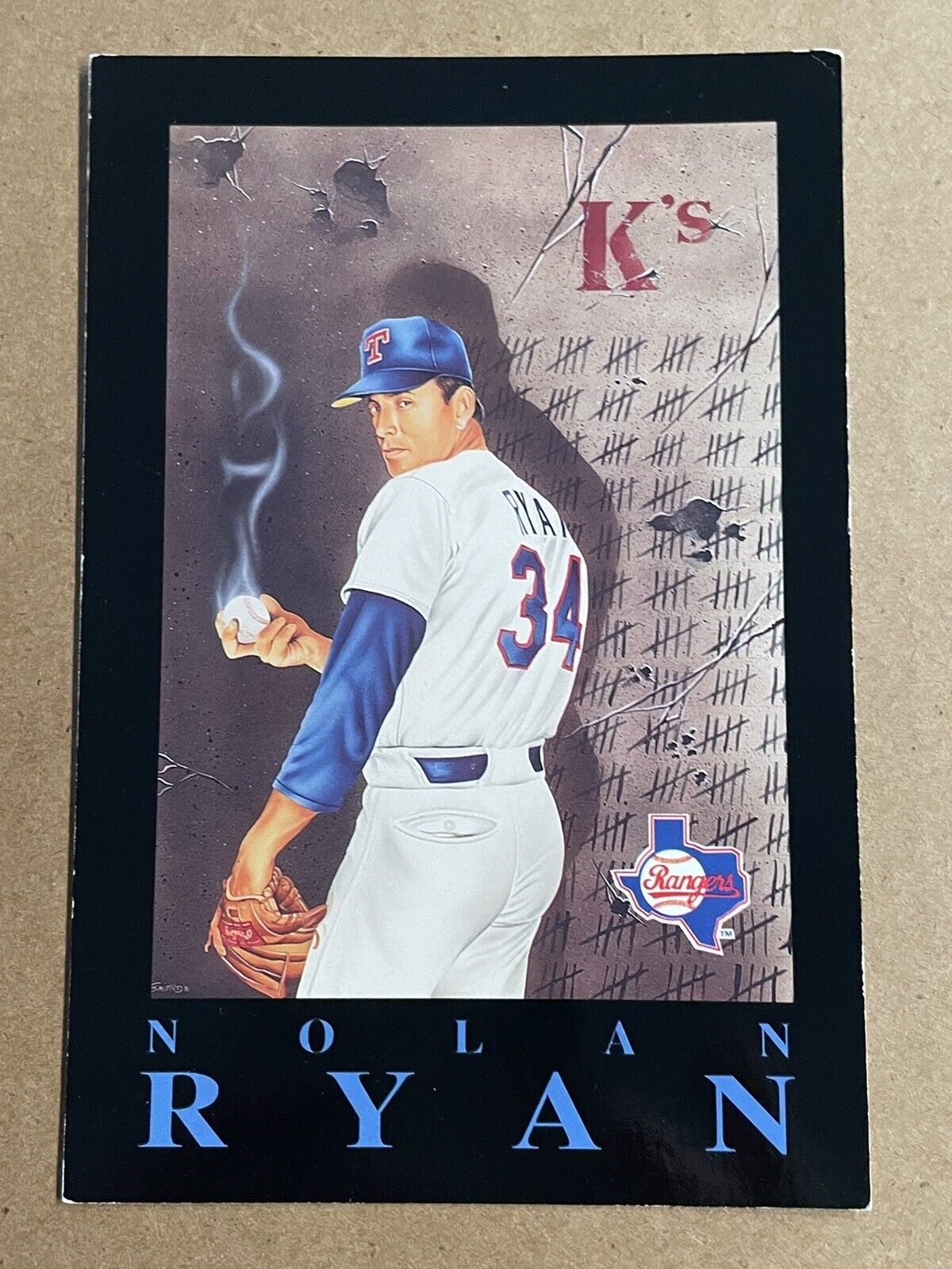 1992 Barry Colla Nolan Ryan Rangers Postcard