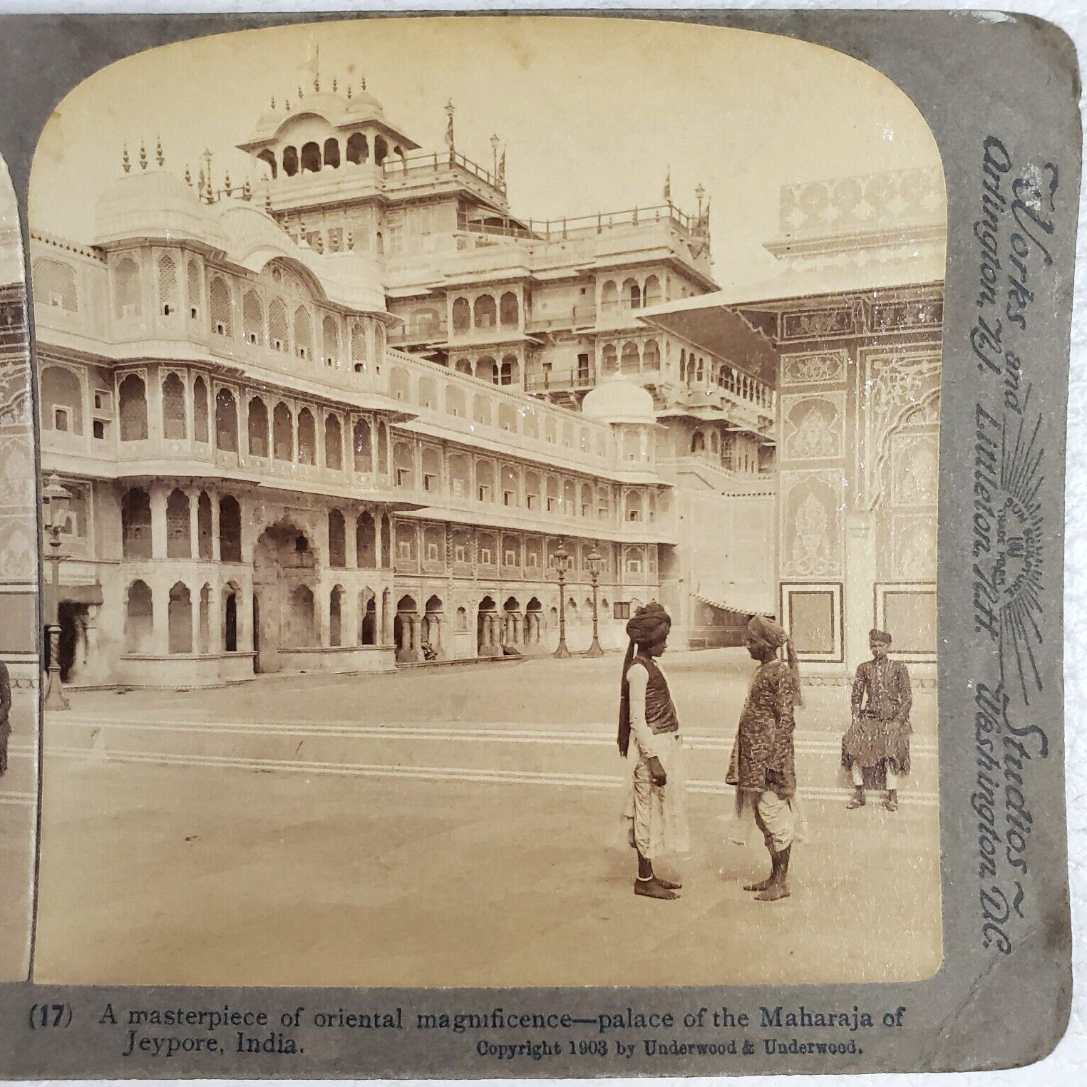Maharaja of Jeypore Estate Palace Stereoview c1903 India Kingdom Street N273