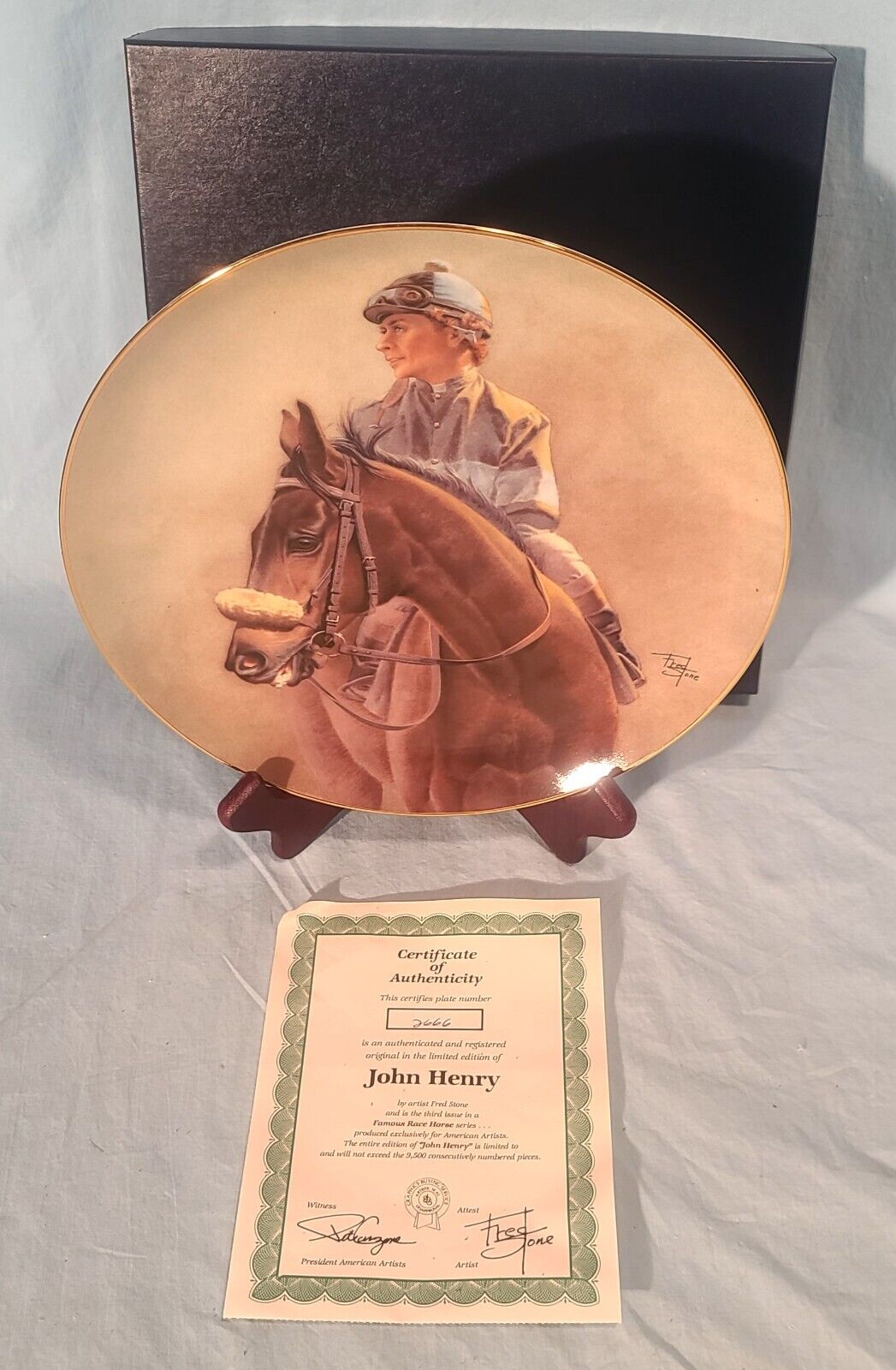 Fred Stone Collectors Plate, John Henry ~ Chris McCarron Up, w/ Box #2666