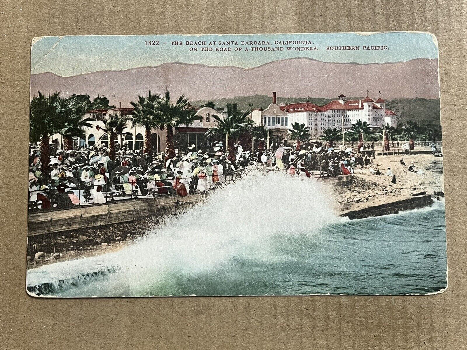 Postcard Santa Barbara CA California Beach Southern Pacific Railroad Vintage PC