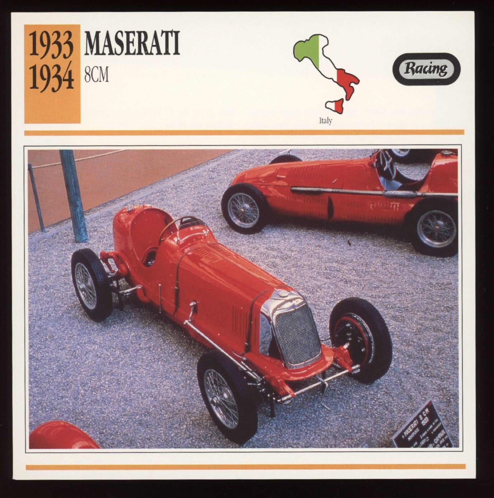 1933 1934  Maserati  8CM  Racing   Classic Cars Card