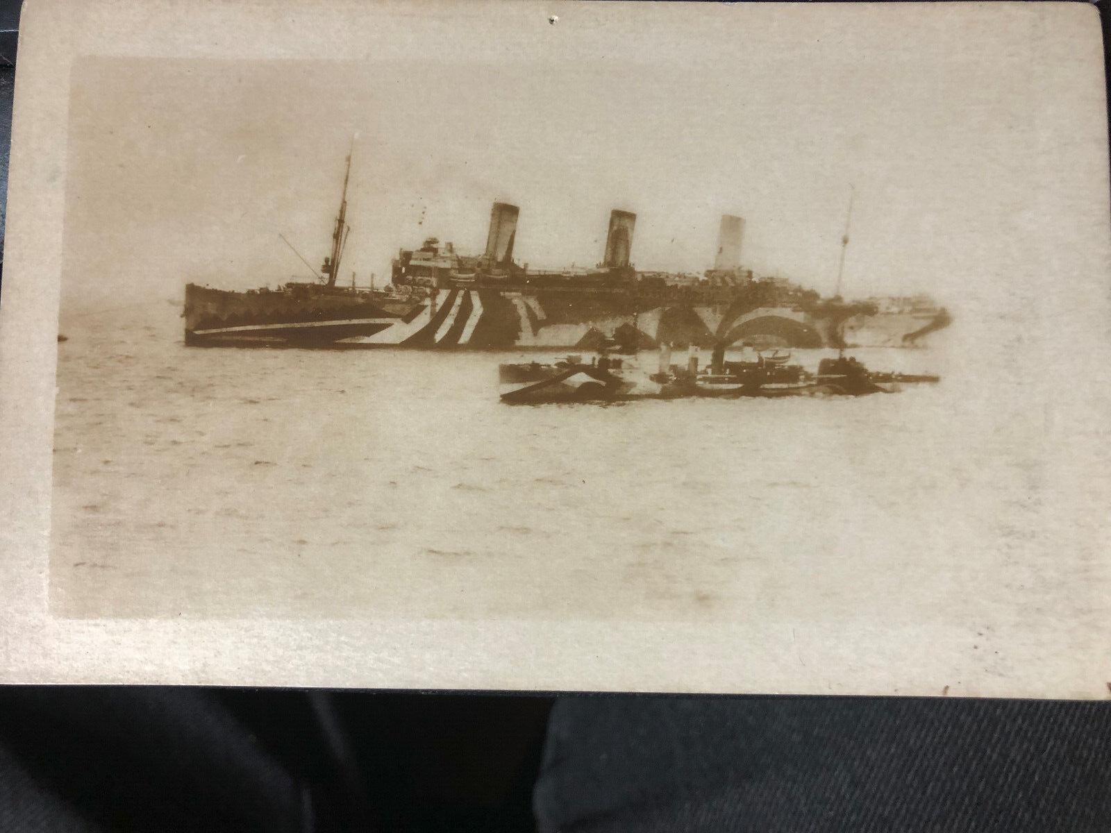 WWI USS Leviathan U.S. Navy 1917-1918 w/ Camouflage Postcard Ship