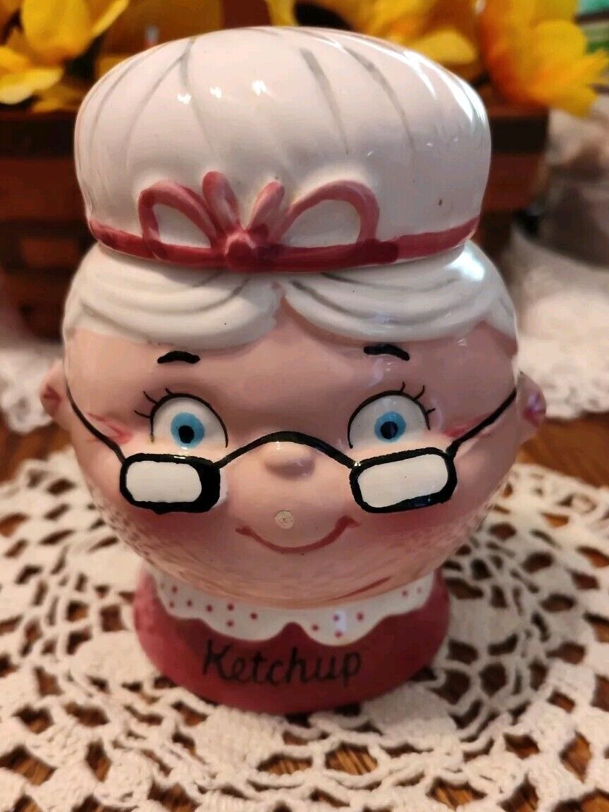 Vintage Napco 5F4760 1960 Granny Grandma Ketchup Jar
