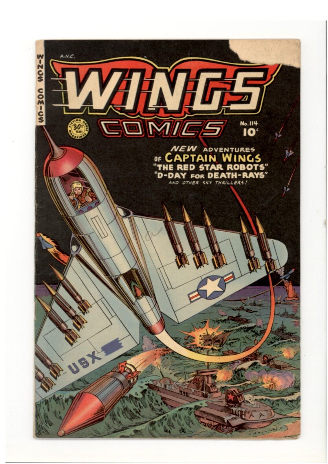 Wings Comics #114 Lower Grade Fiction House 1951
