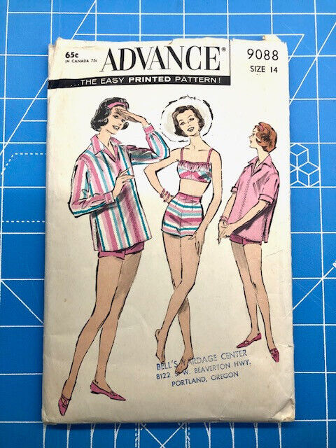 Vintage 50s Advance Bra Top, Shorts, Pullover Boy Shirt Sewing Pattern 9088